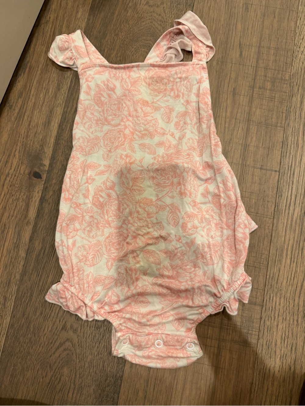 Posh Peanut Girls Floral Pink & White One-Piece Romper